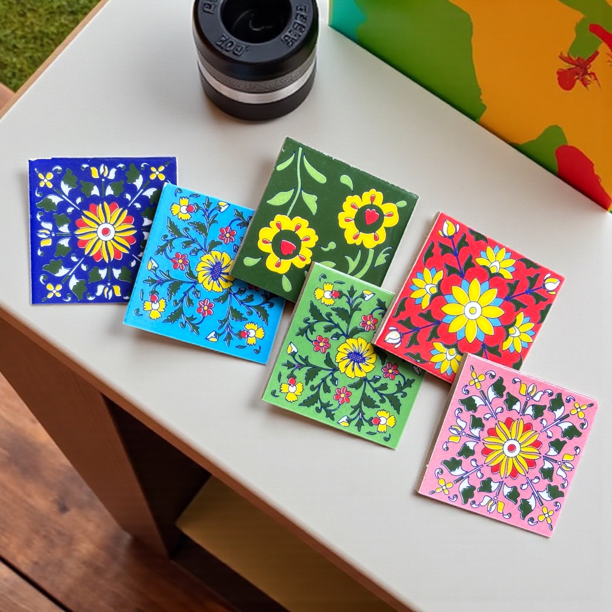 Blue Pottery Ceramic Coasters Set of (6)