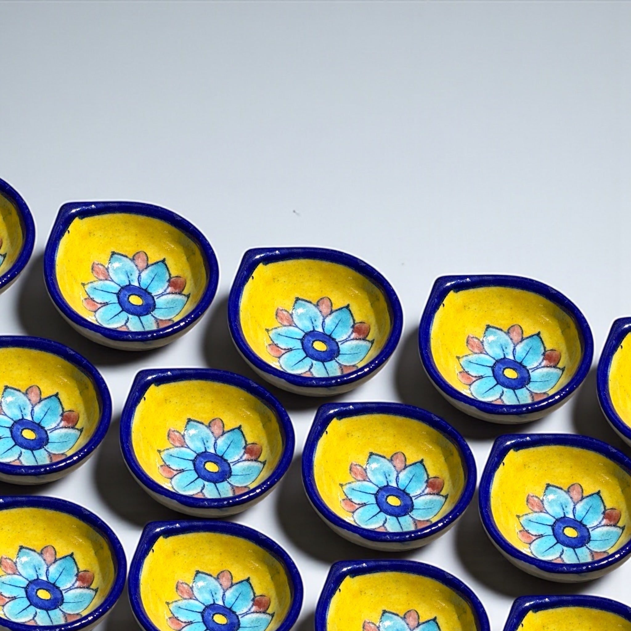 Blue Pottery Diya’s Set of (10)