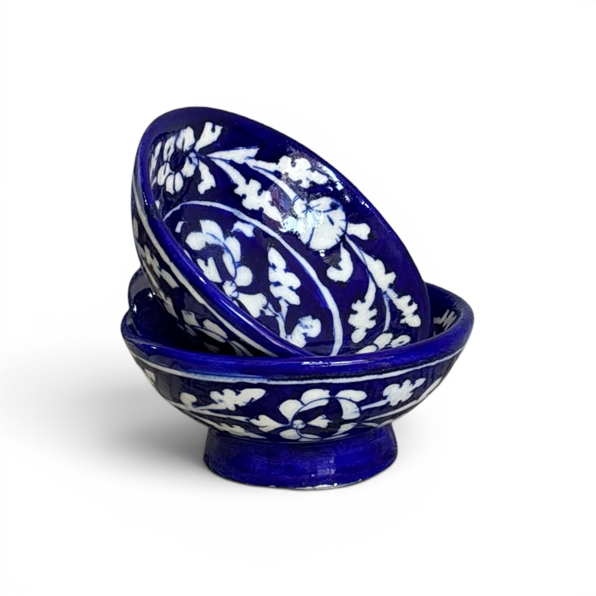 Handmade Jaipur Blue Pottery Bowl (Set of 2)
