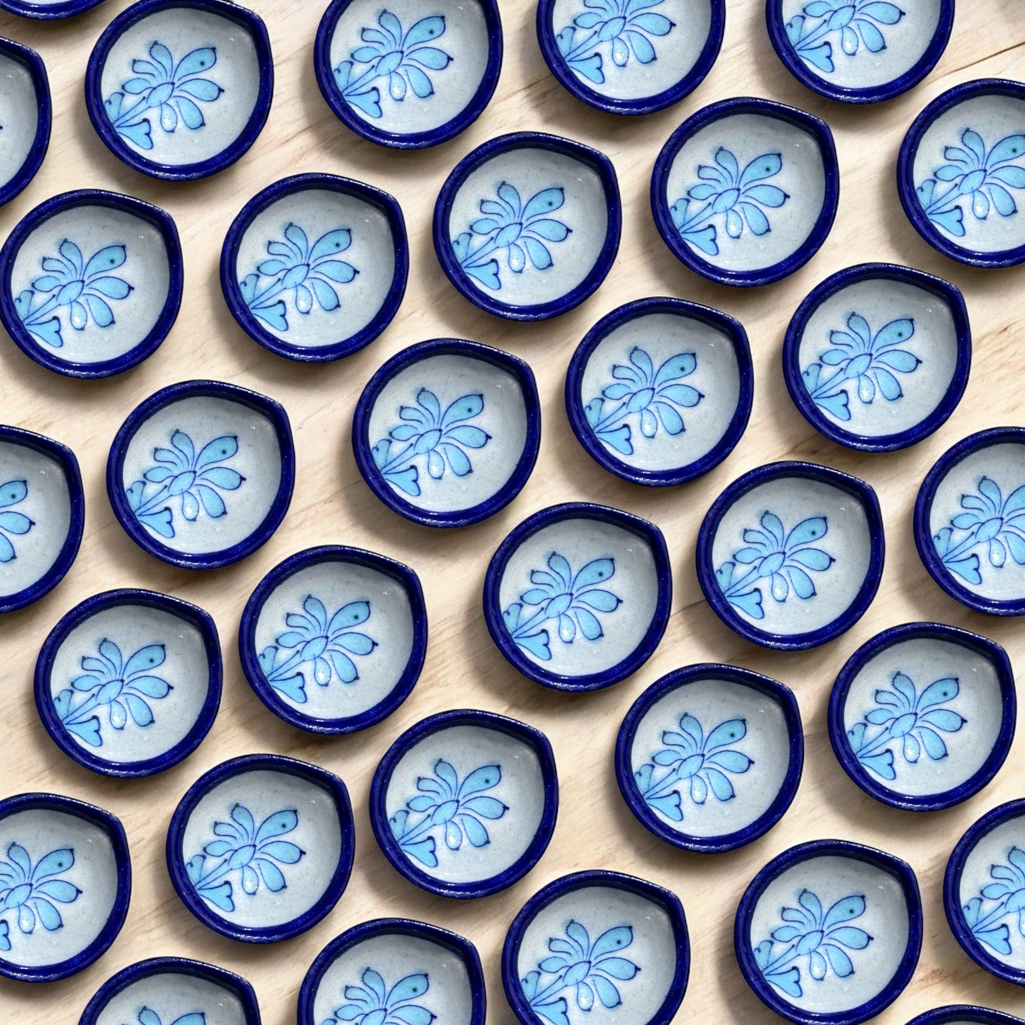 Blue Pottery Diya Set of (10)