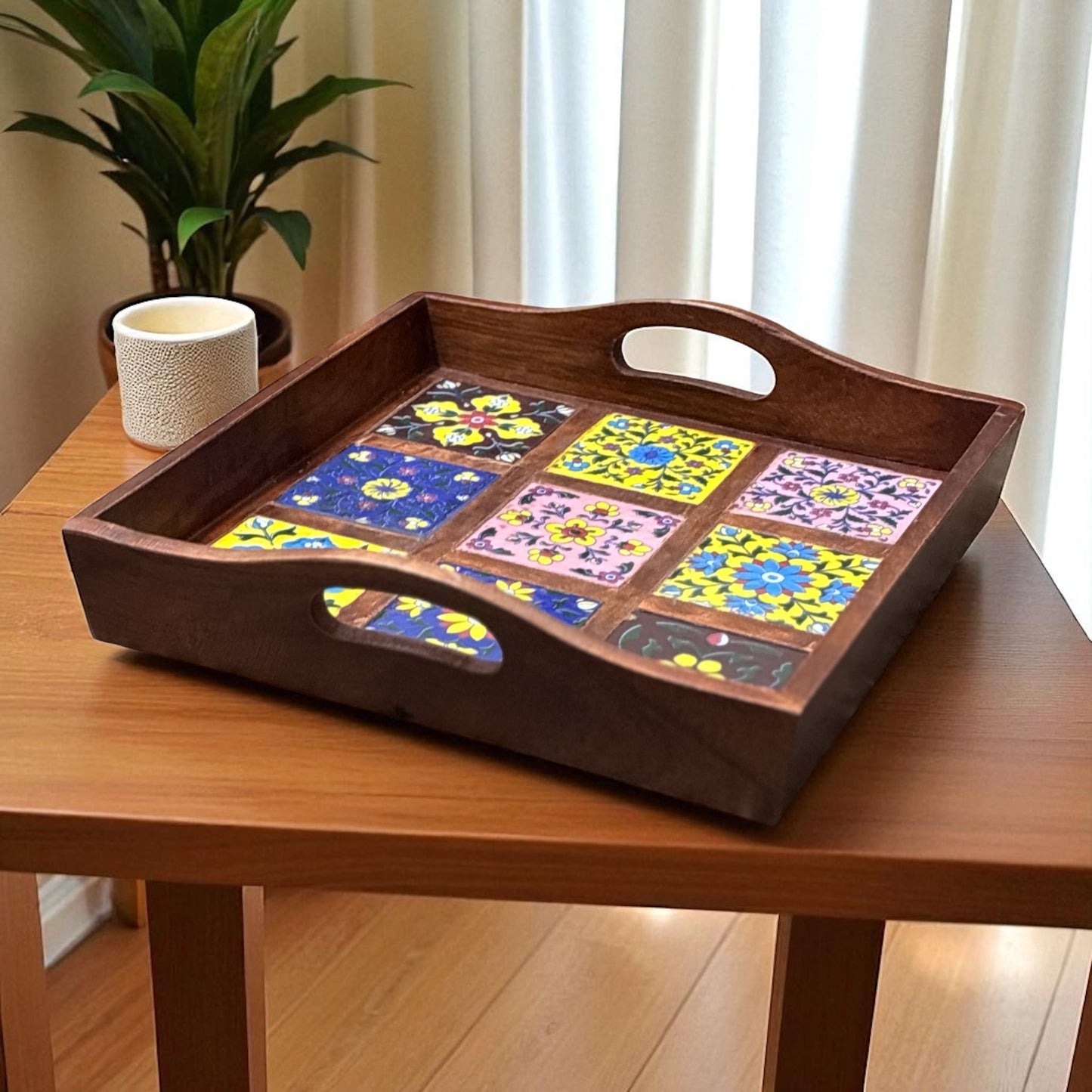 Blue Pottery Tray with 9 Tile