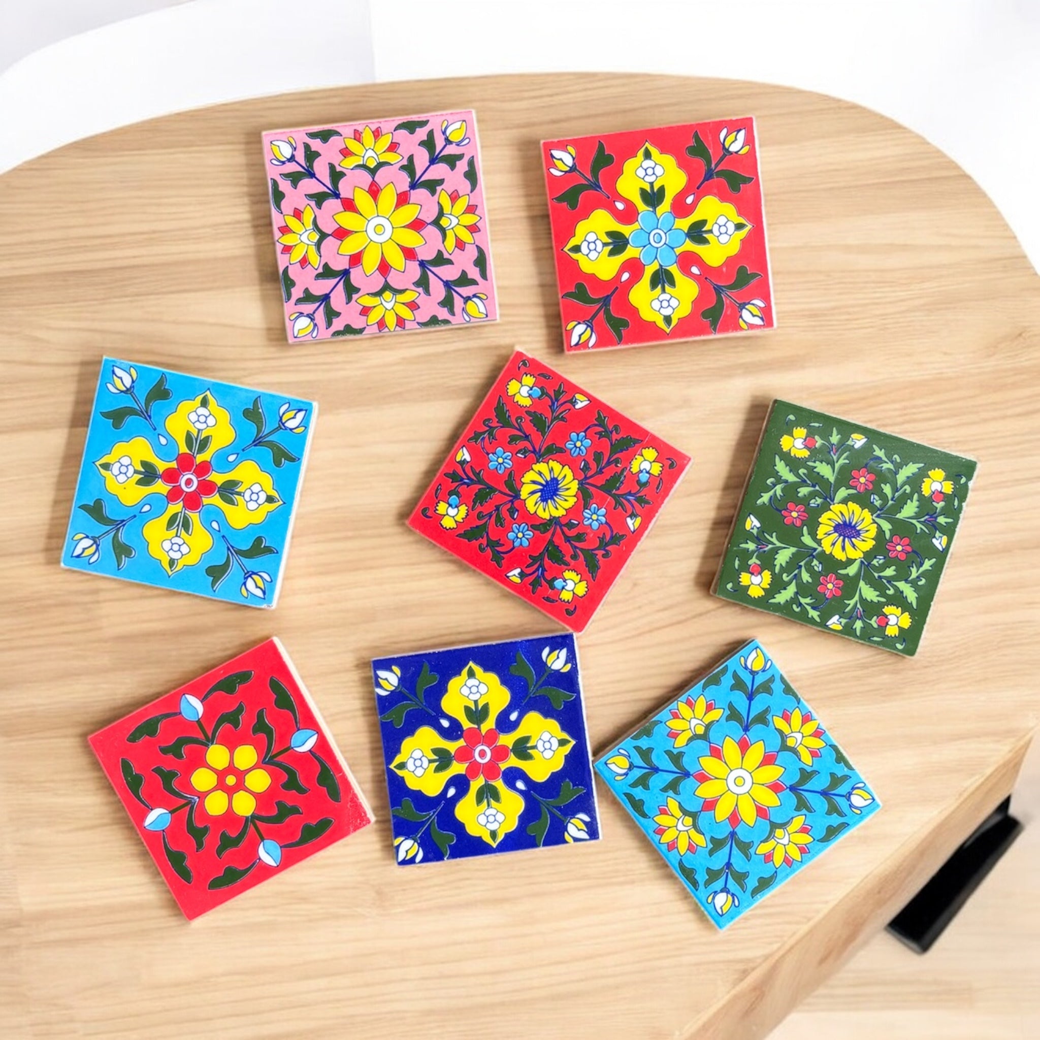 Blue Pottery Ceramic Coasters Set of (6)