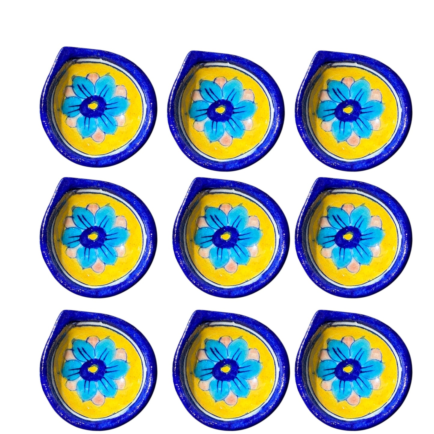Blue Pottery Diya's Set of 10