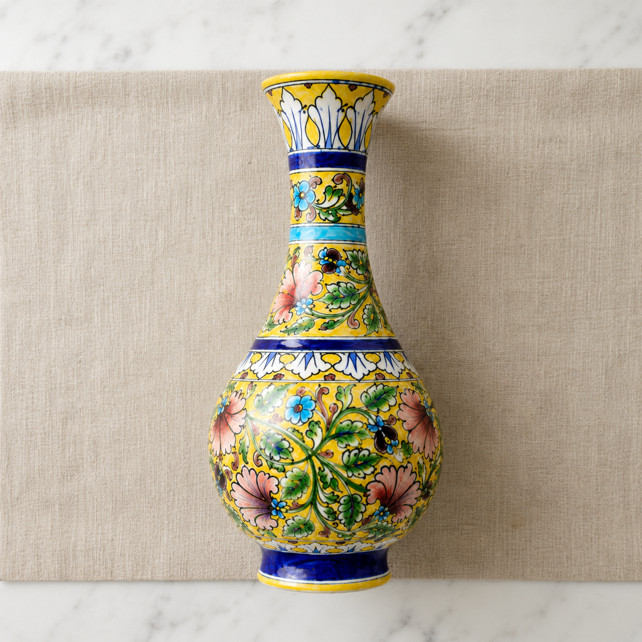 Decorative Jaipur Blue Pottery Vase for traditional Indian home decor