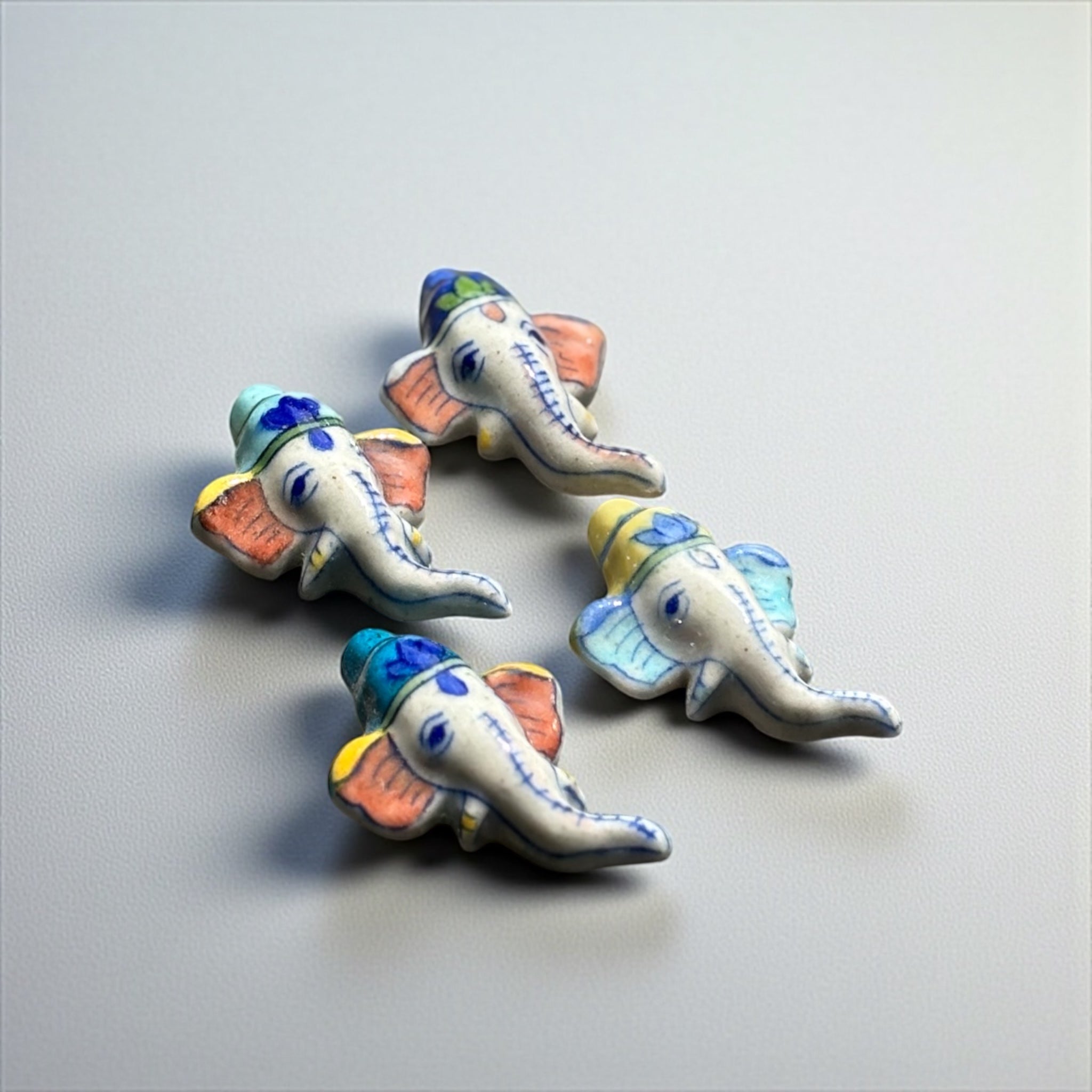 Blue Pottery Ganesha Fridge Magnets – Set of 4