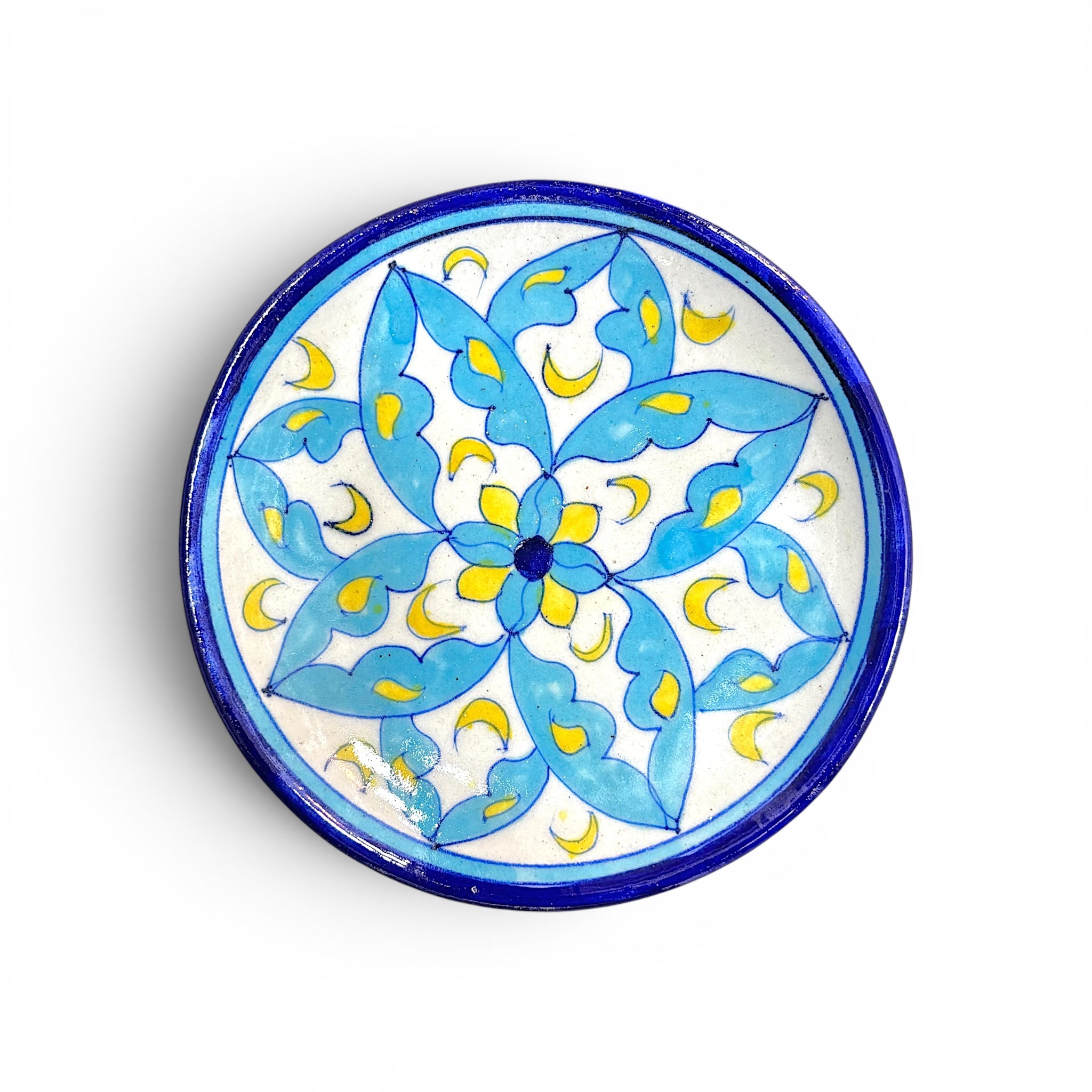 Blue Pottery Wall Hanging Plate (Set of 6)
