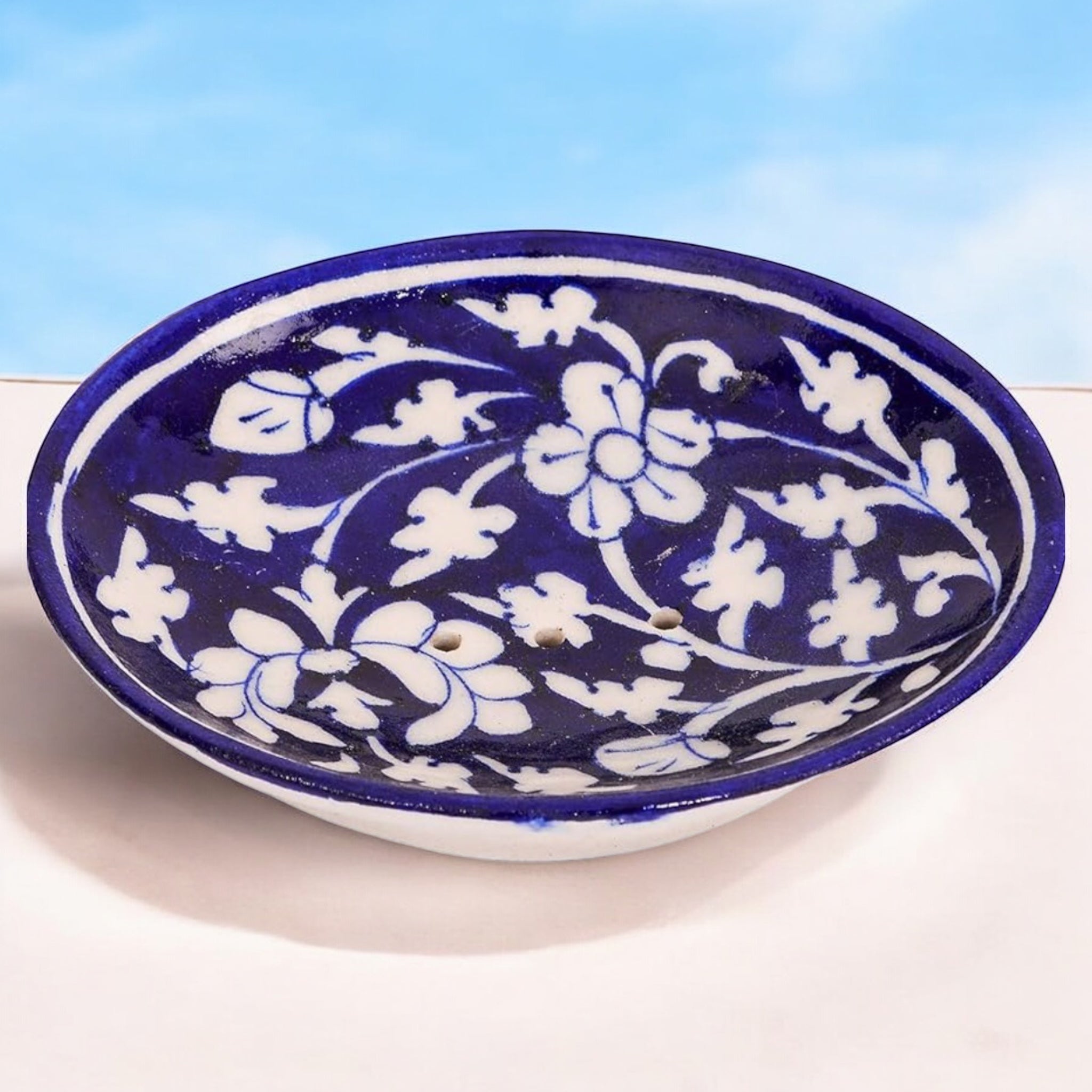 Blue Pottery Soapdish