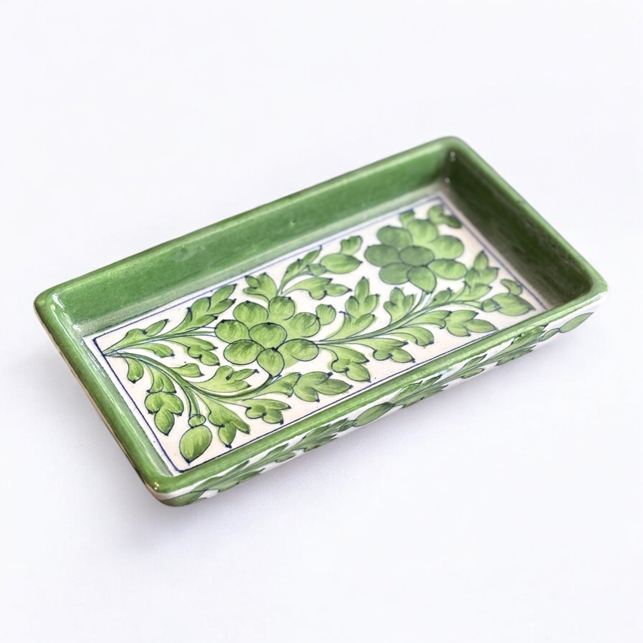 Blue Pottery Serving Tray 4x8 Inch