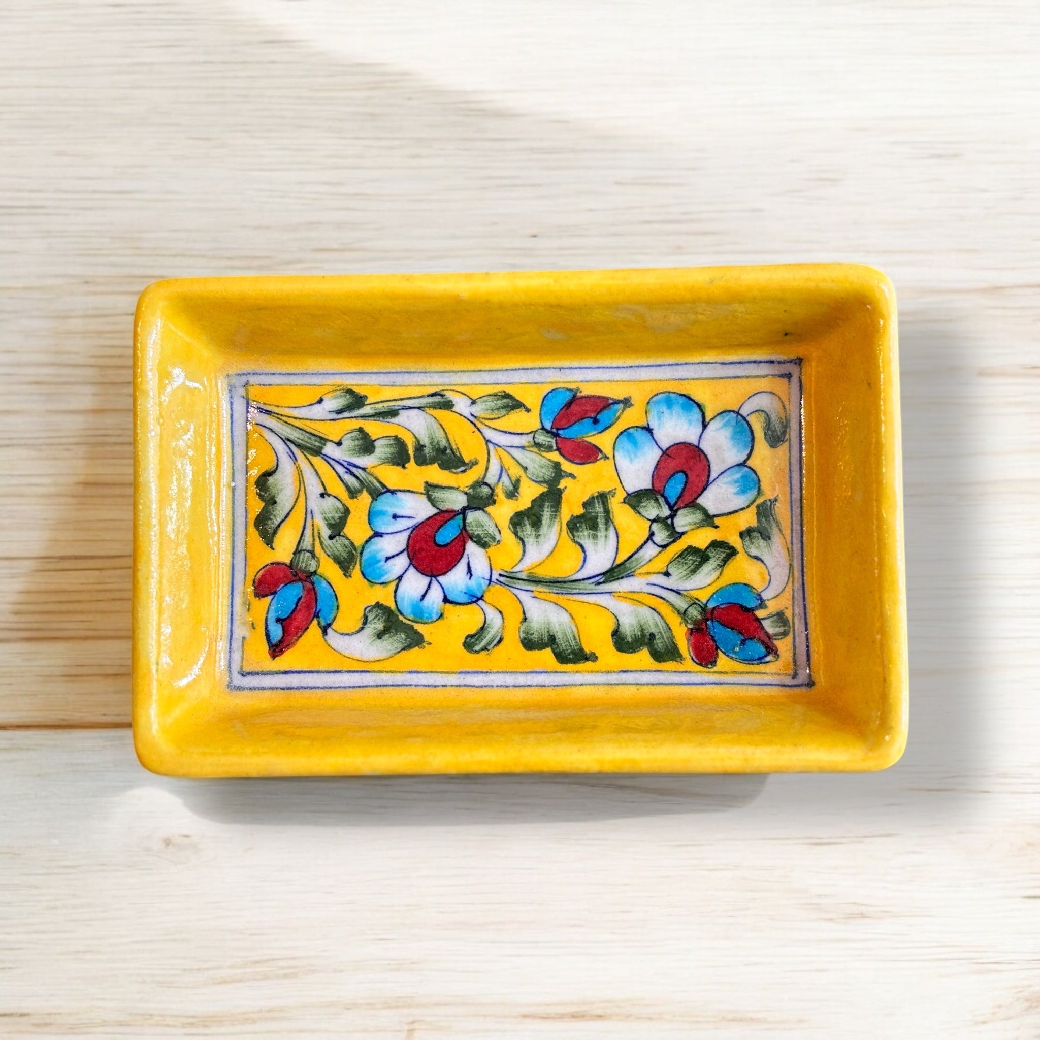 Blue Pottery Serving Tray 4x6inch