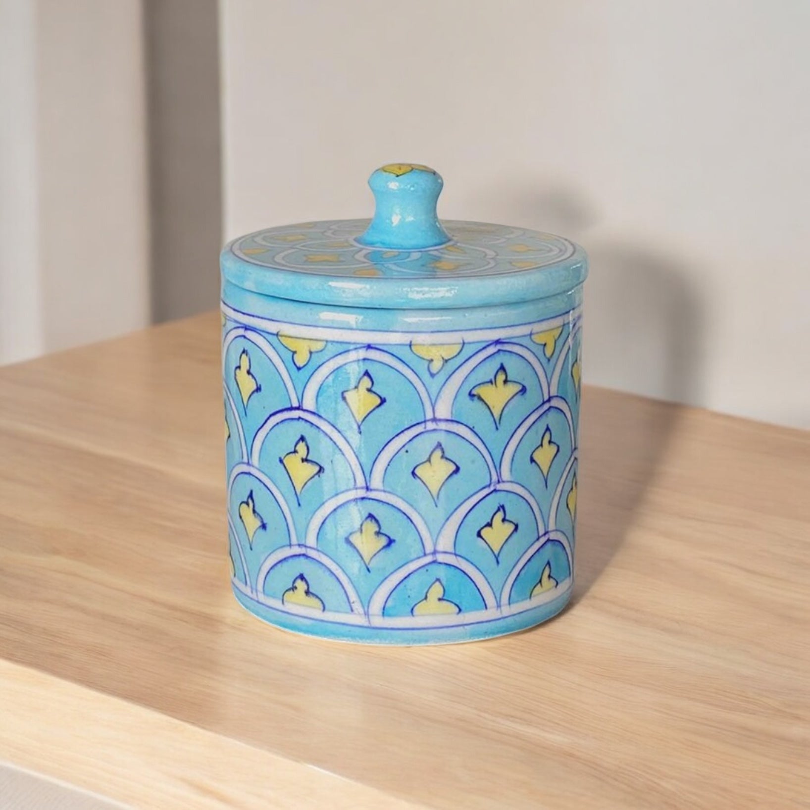 Blue Pottery Handmade Round Box