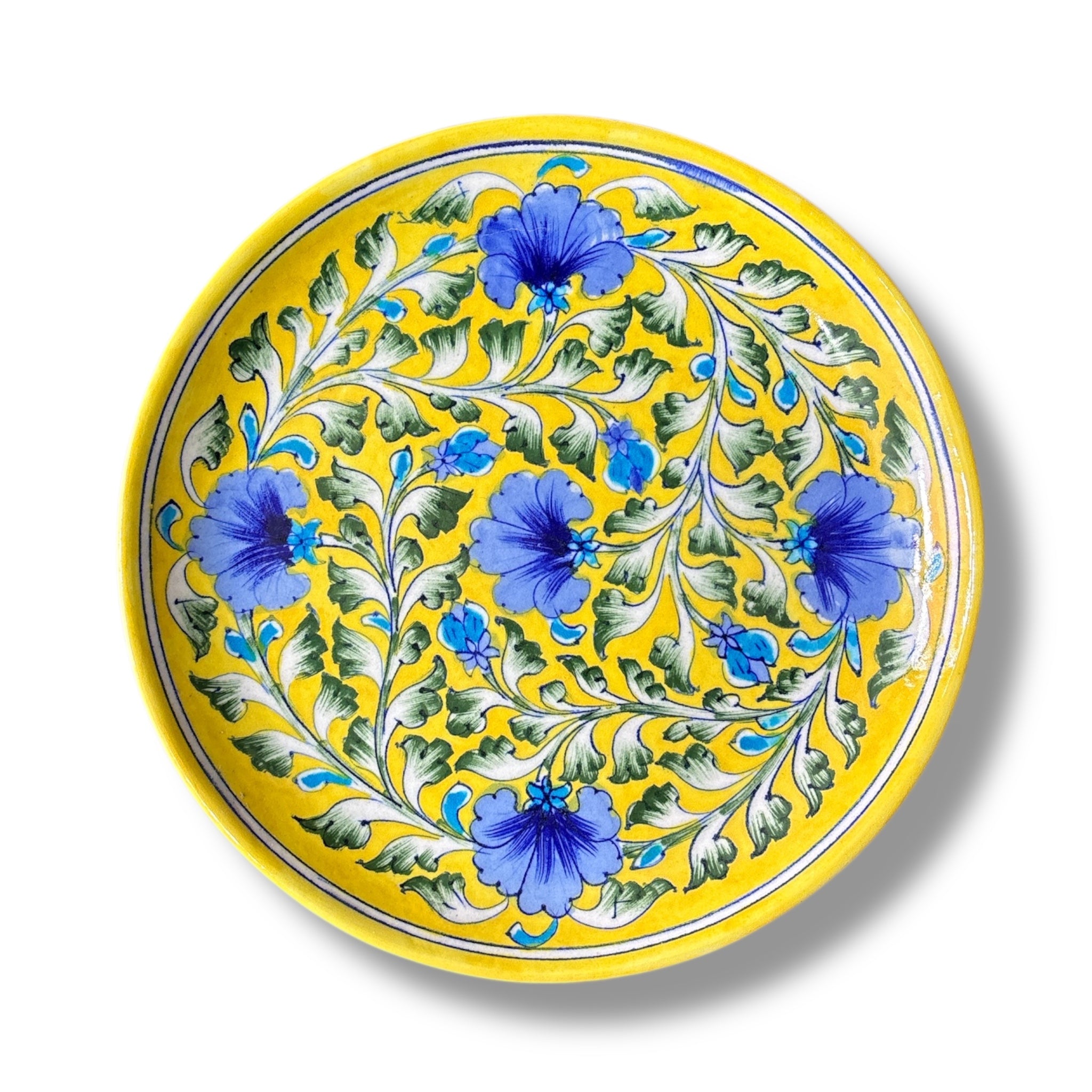10 Inch Blue Pottery Wall Hanging Plate
