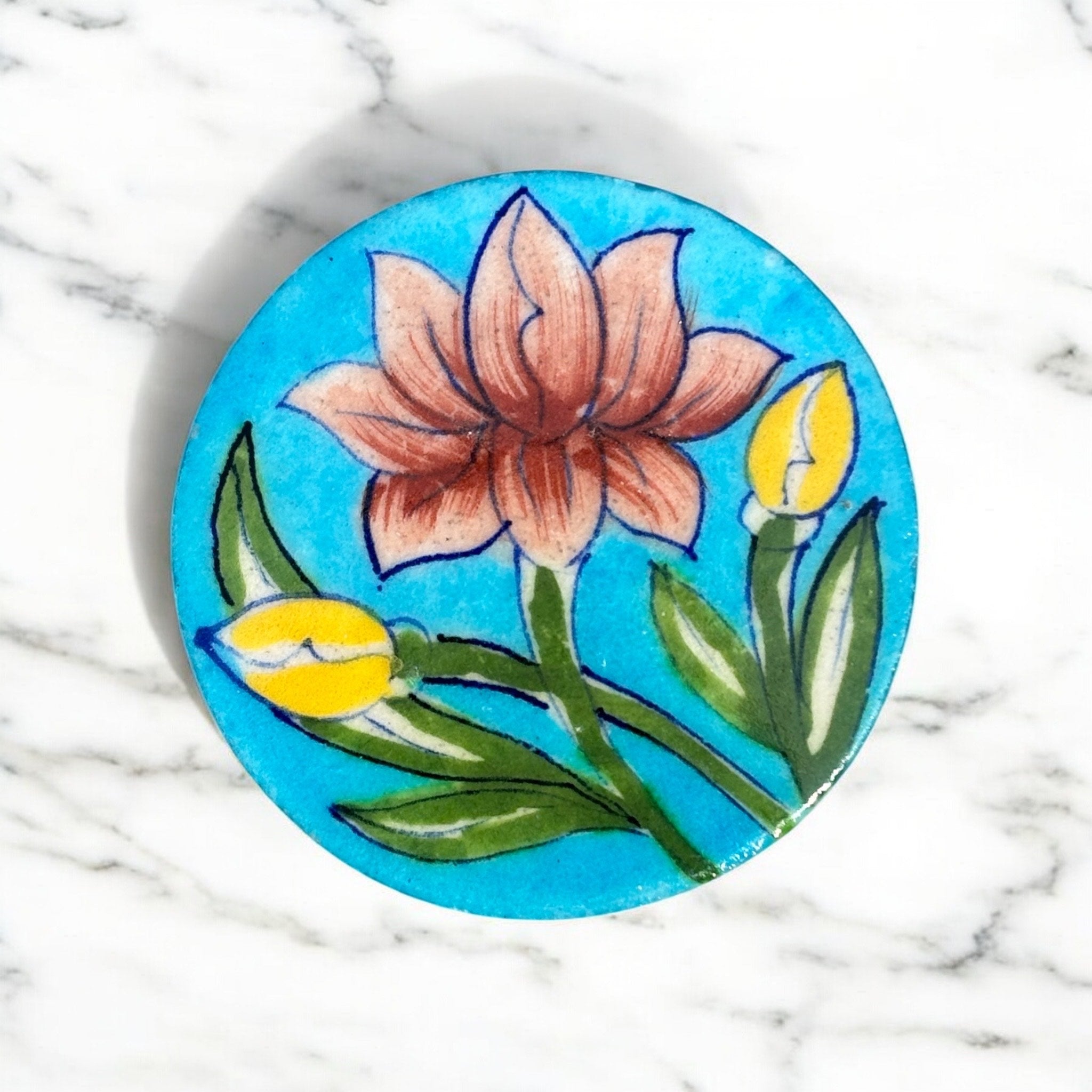 Blue Pottery Coaster (Set Of 6)