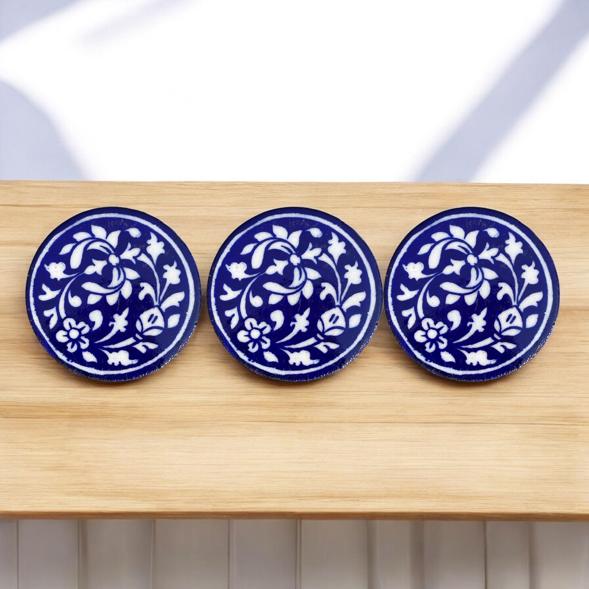 Blue Pottery Coasters (Set Of 6)