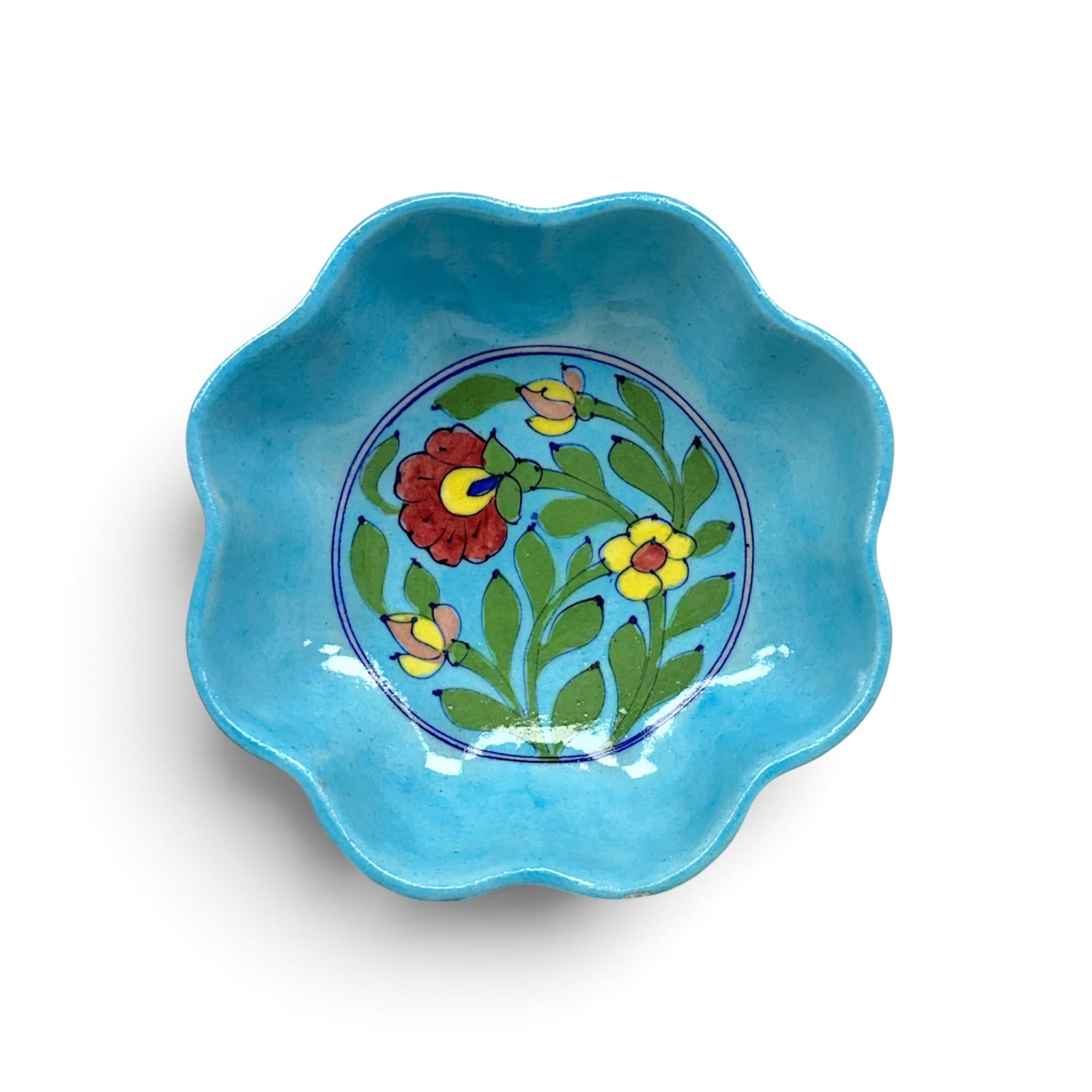 Handmade Jaipur Blue Pottery Serving Bowl