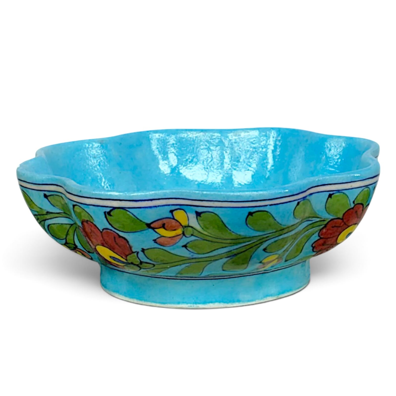 Handmade Jaipur Blue Pottery Serving Bowl