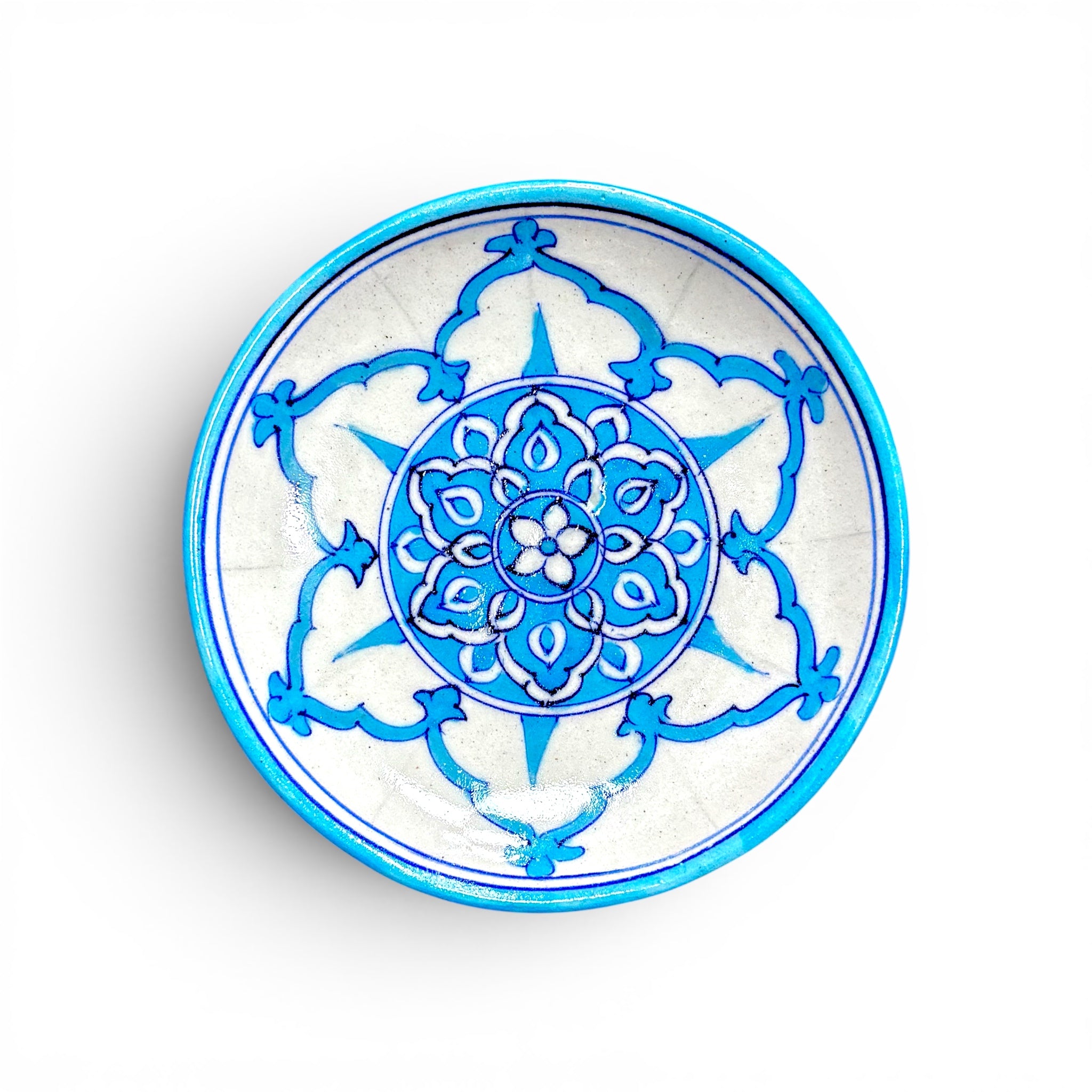 Blue Pottery Wall Hanging Plates (Set of 5)