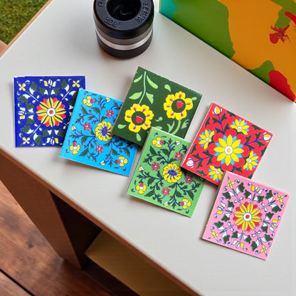 Blue Pottery Ceramic Coasters Set of (6)