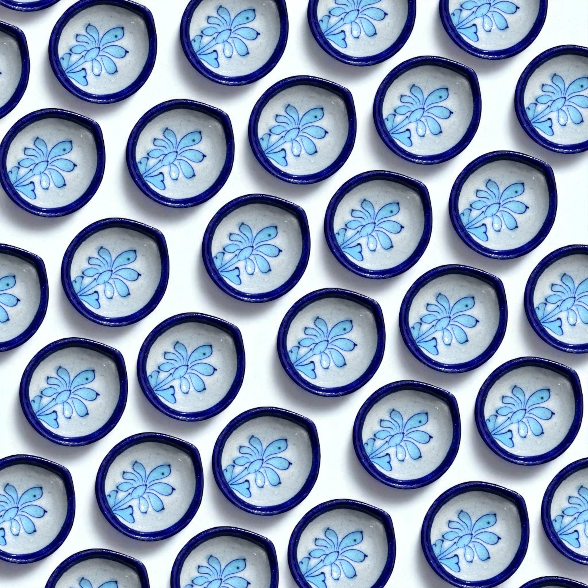 Blue Pottery Diya Set of (10)