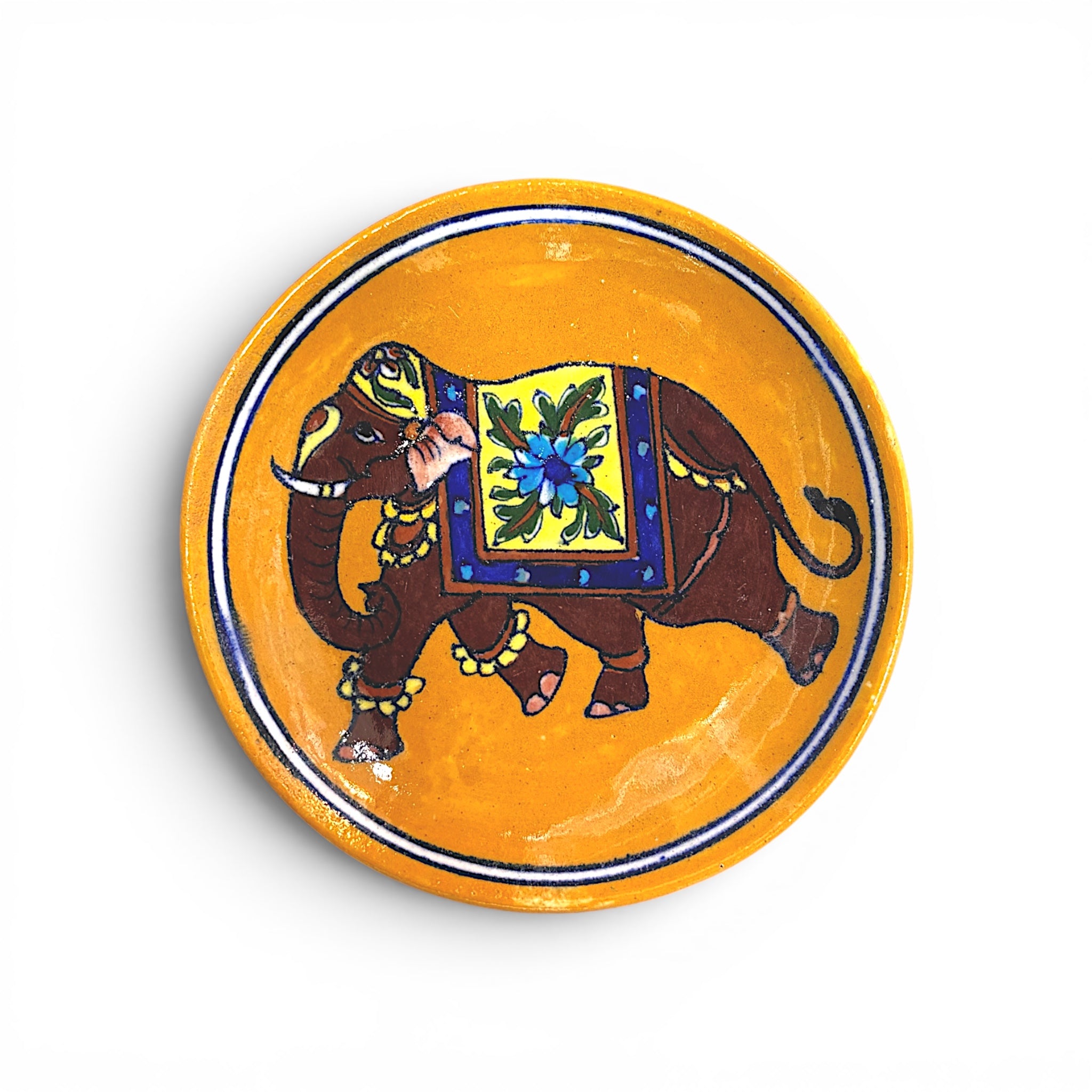 Blue Pottery Wall Hanging Plate (Set of 6)