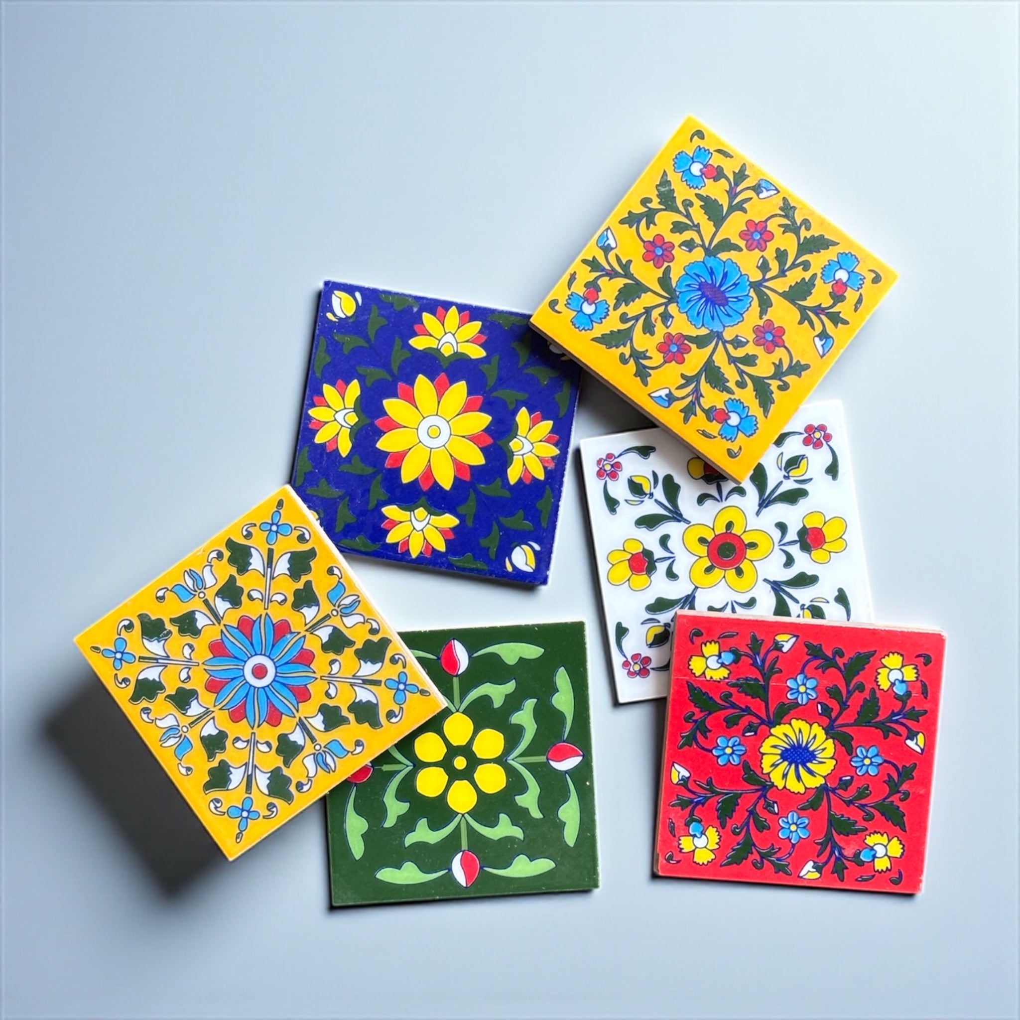 Blue Pottery Ceramic Coasters Set of (6)