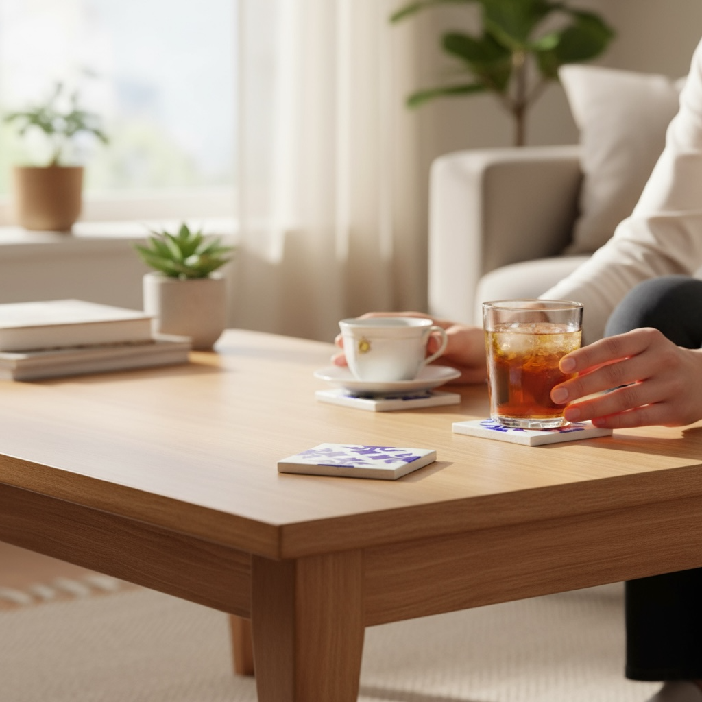 Mexican Blue & White Coasters Set Of 6