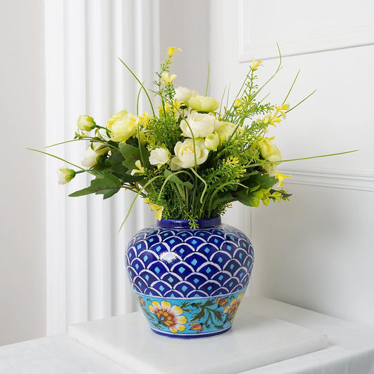 Blue Pottery Handmade Flower Vase