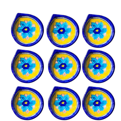 Blue Pottery Diya's Set of 10