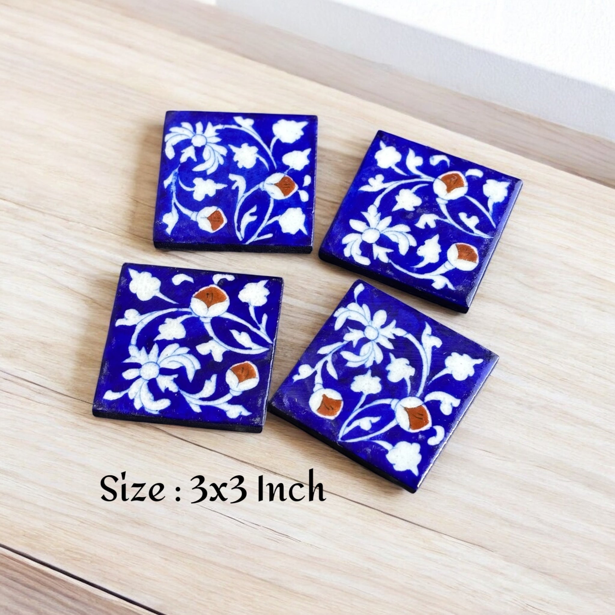 Floral With White Base Coaster Set of 6