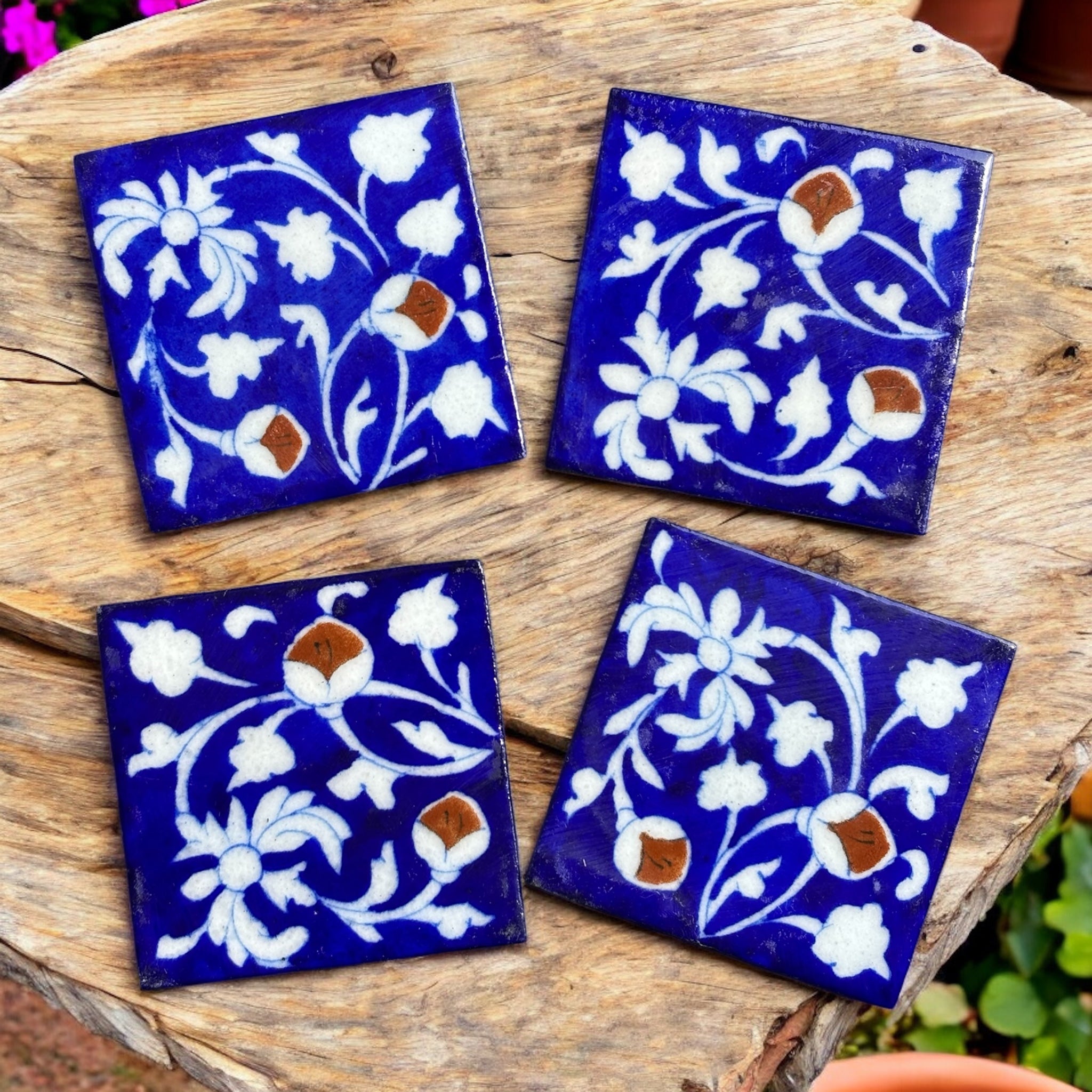Floral With White Base Coaster Set of 6