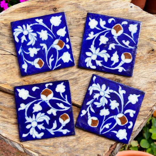 Floral With White Base Coaster Set of 6