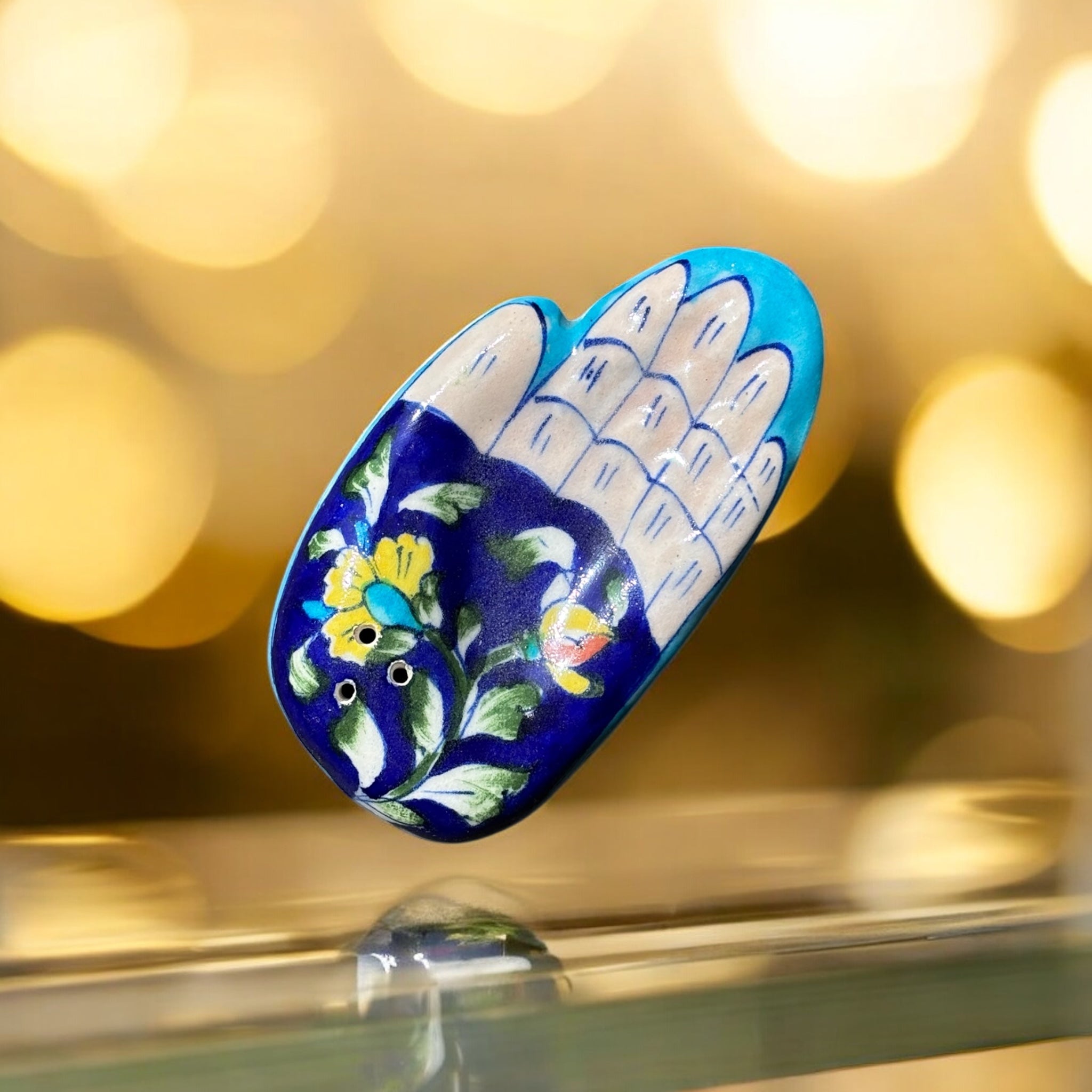 Blue Pottery Incense Stick Holder – Hand Shape