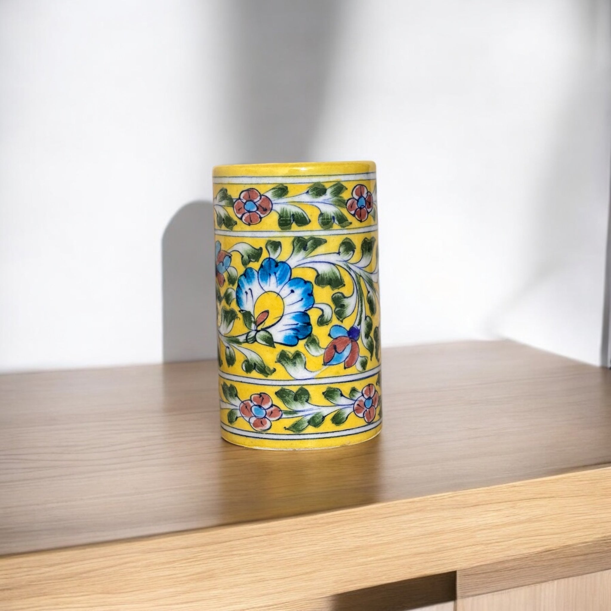 Blue Pottery Pen Stand