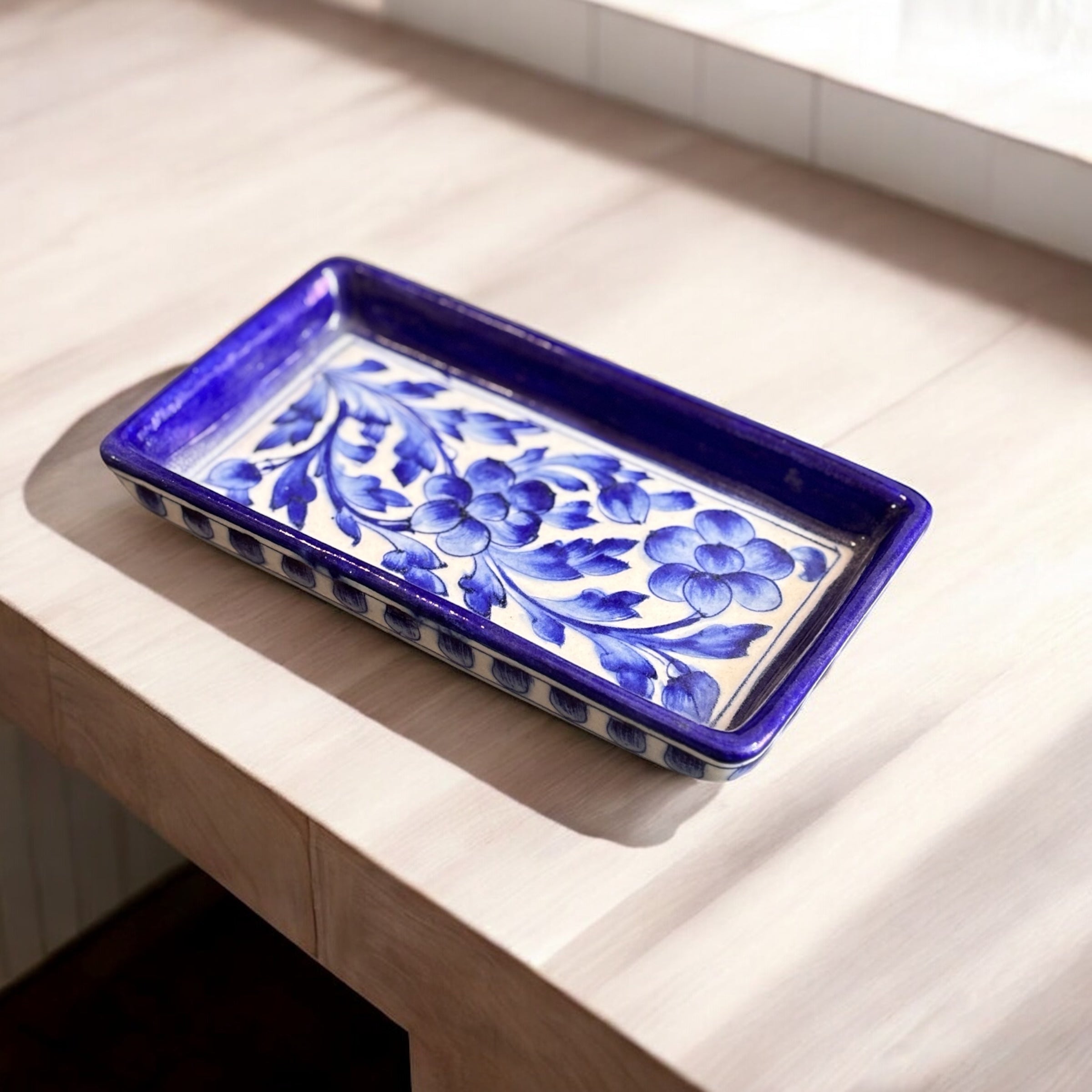 Blue Pottery Serving Tray