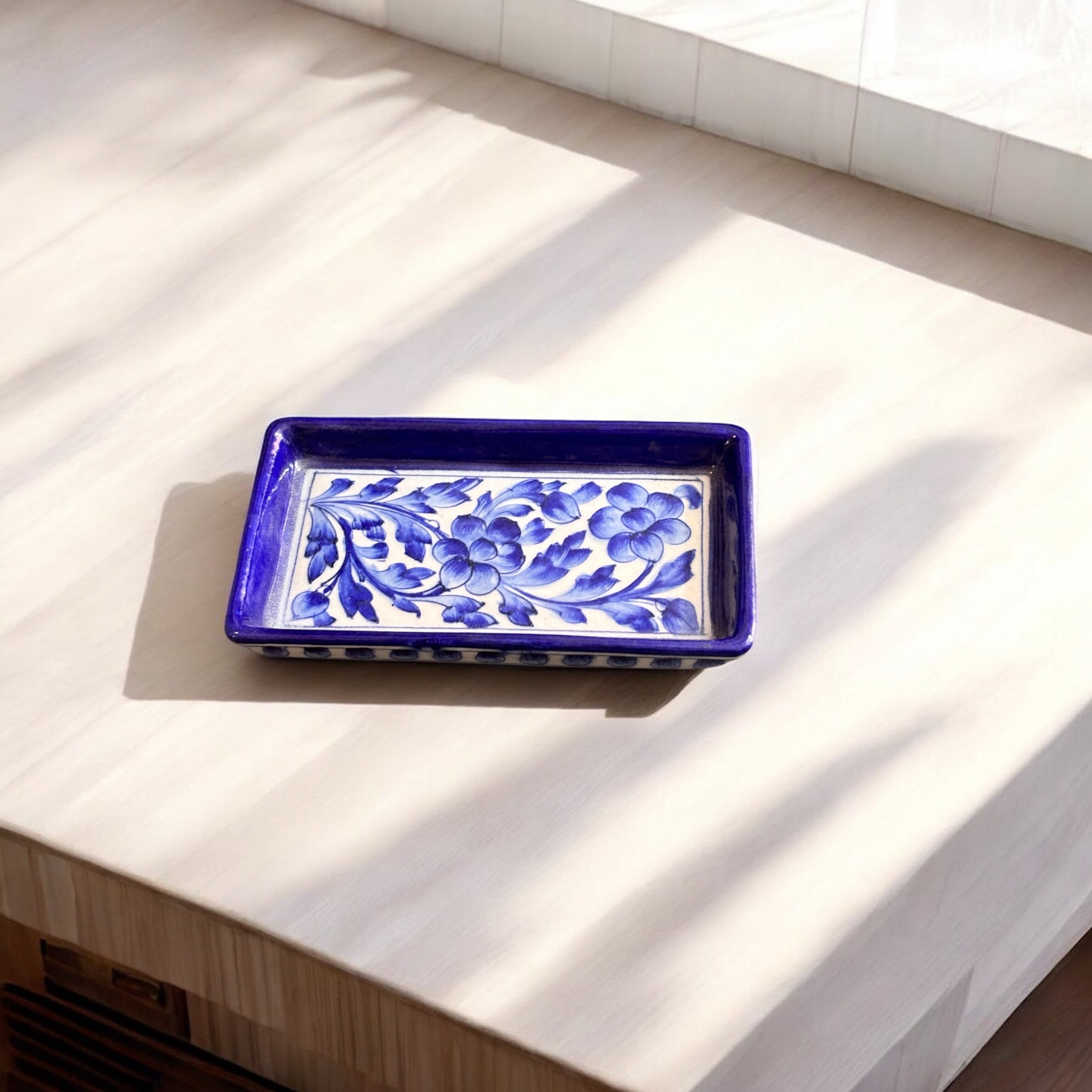Blue Pottery Serving Tray