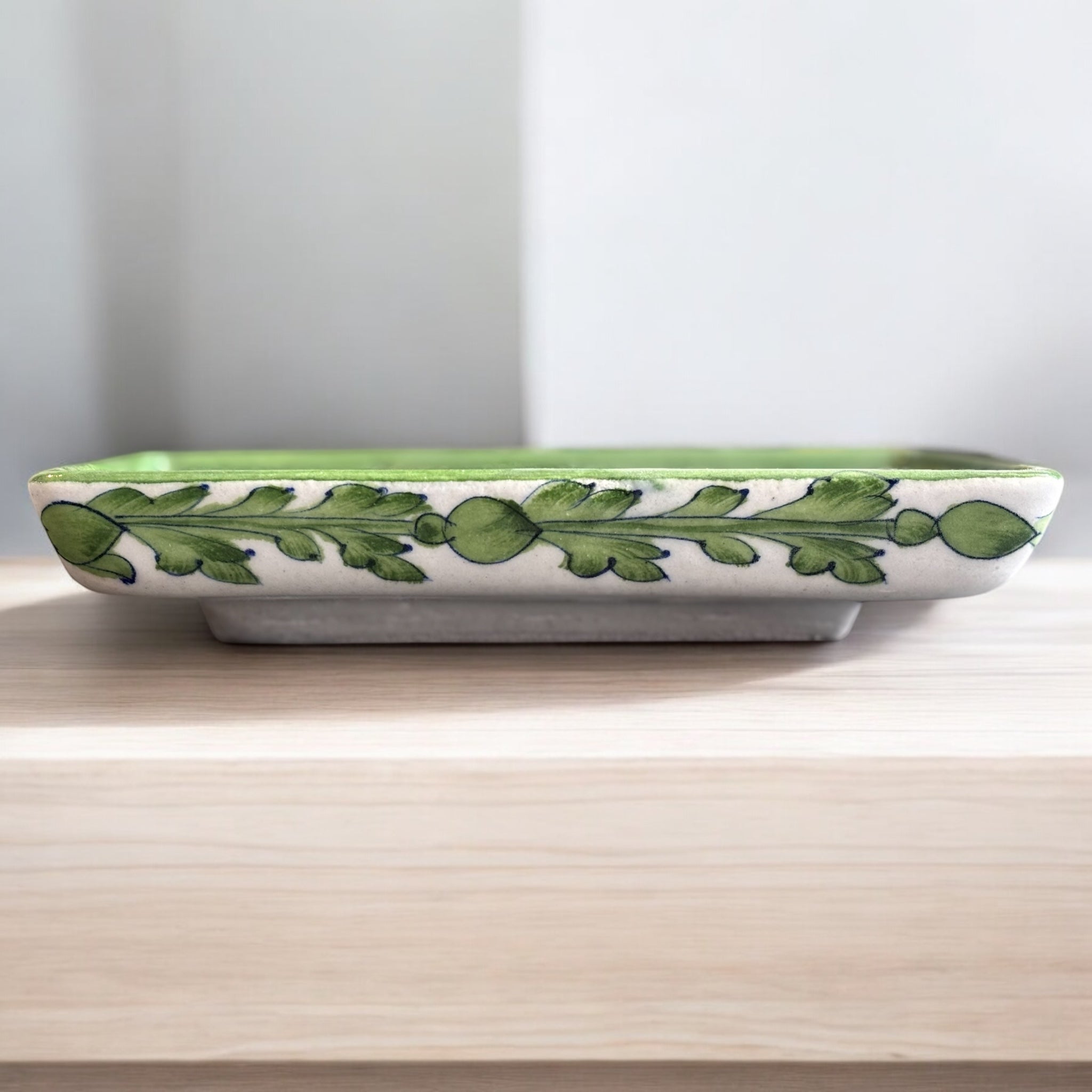 Blue Pottery Serving Tray 4x8 Inch