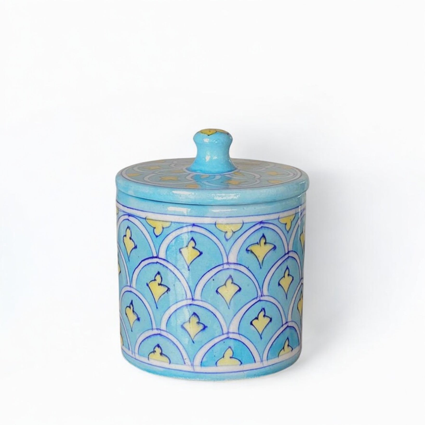 Blue Pottery Handmade Round Box