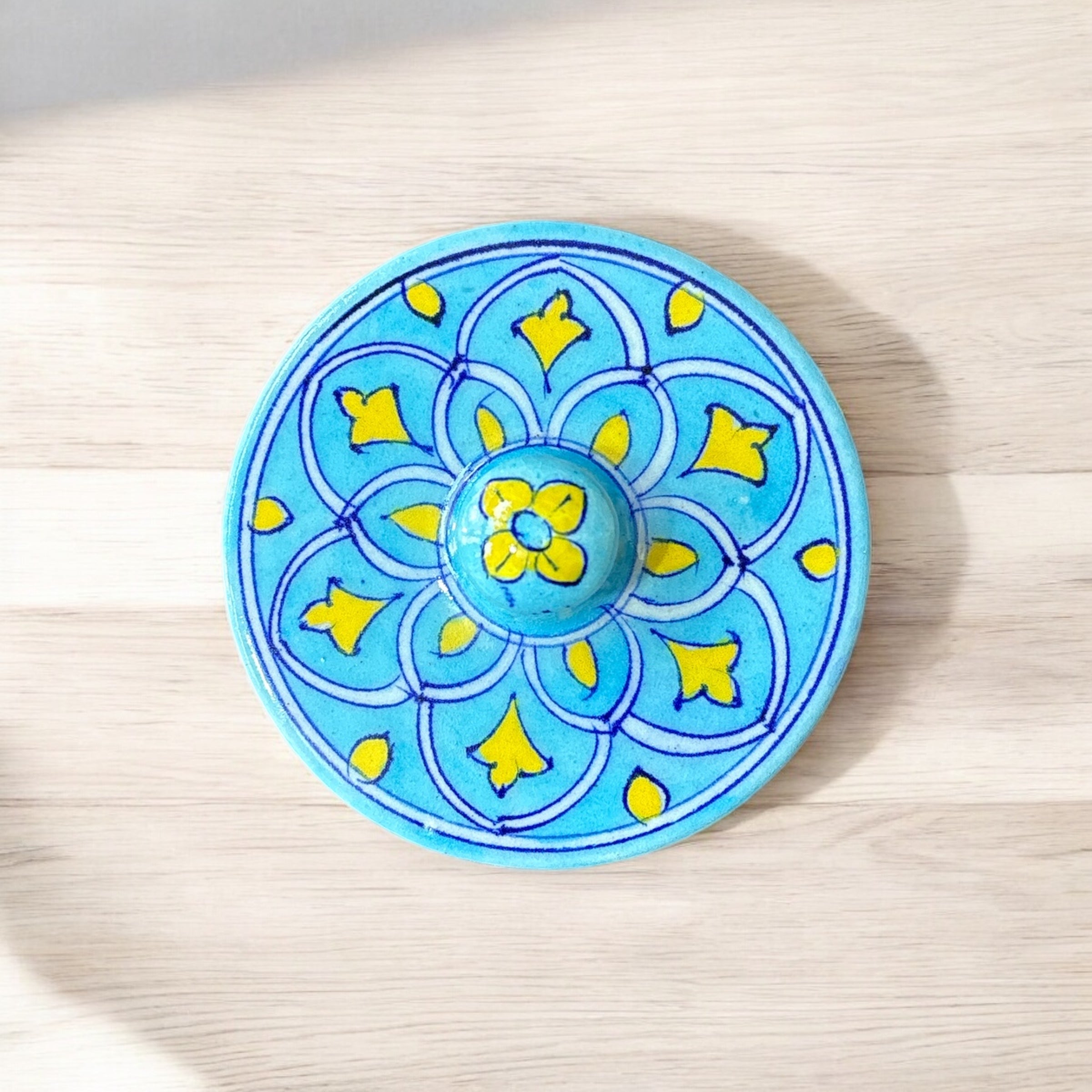 Blue Pottery Handmade Round Box
