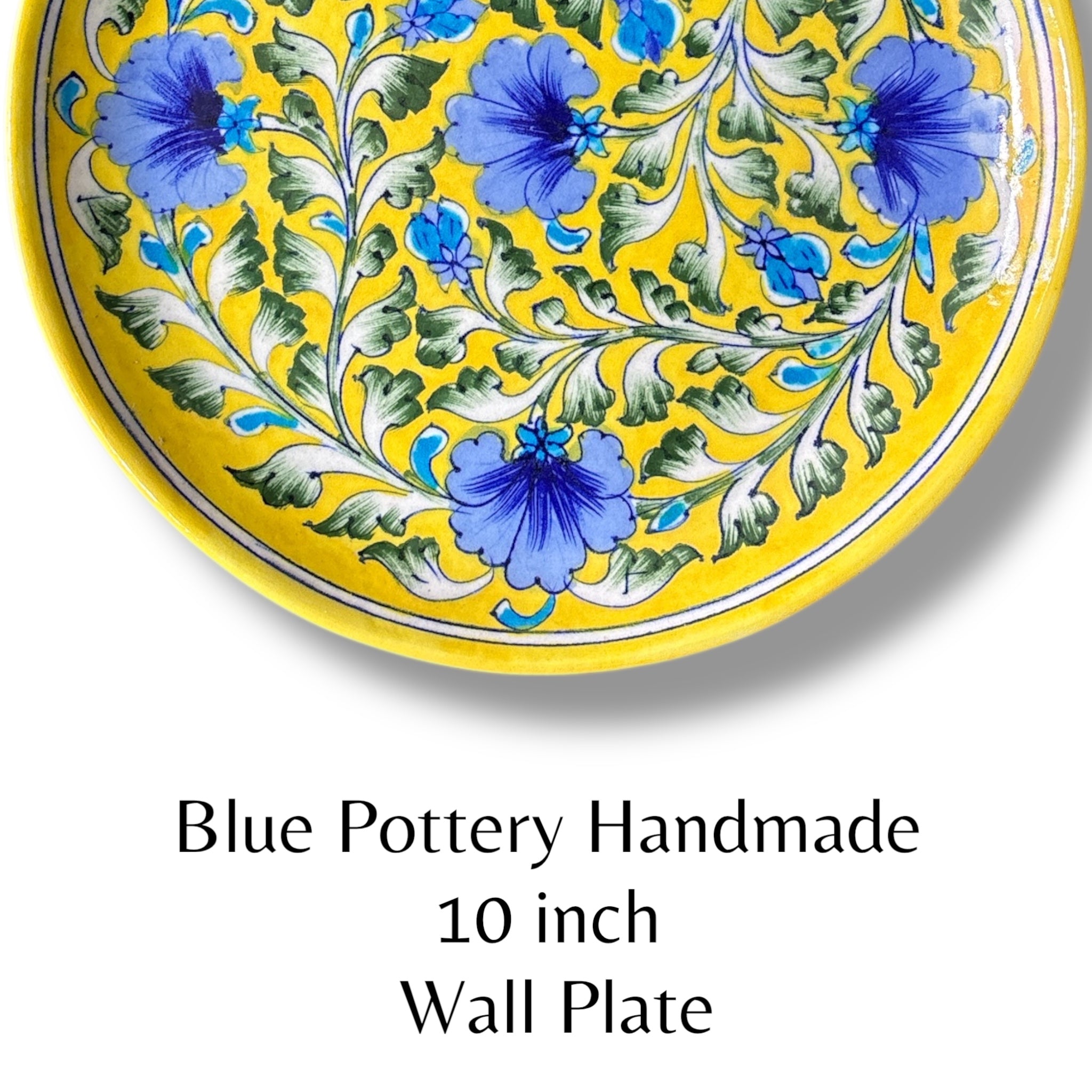 10 Inch Blue Pottery Wall Hanging Plate