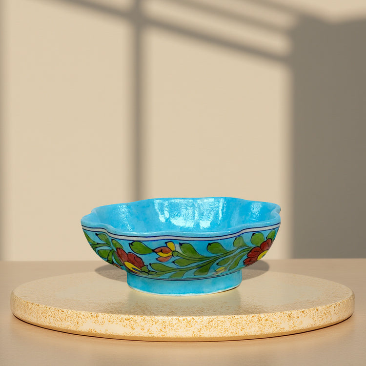 Handmade Jaipur Blue Pottery Serving Bowl