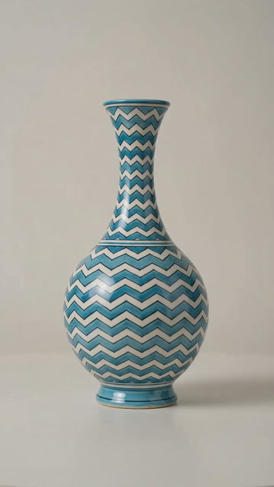 Traditional Indian handmade decorative vase with geometric pattern